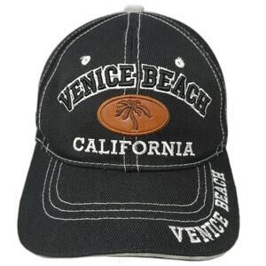 KOVA Baseball Cap Black One Size Venice Beach California Palm Tree Strapback Hat